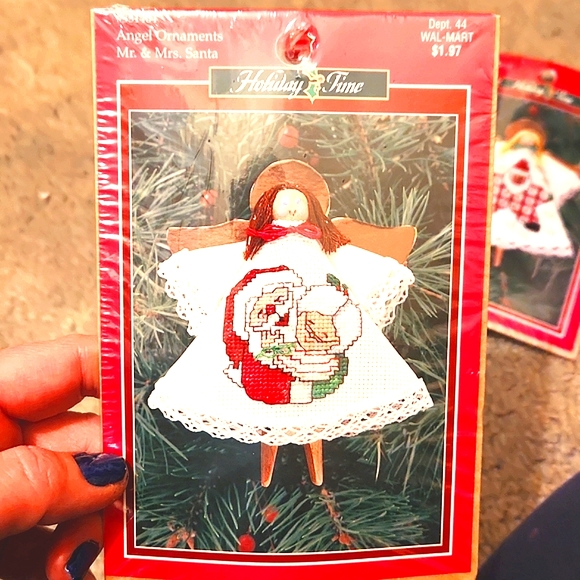 Lot of 4 vintage Angel cross stitch kit ornaments new - Picture 2 of 7